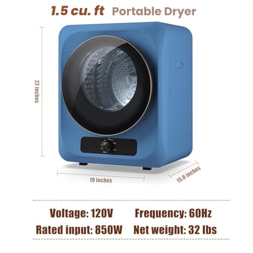 Auertech Portable Washer and Dryer Combo Set, 18 lbs Fully Automatic Washing Machine, 1.5CuFt Portable Dryers, Compact Washer and Dryer for Apartment, RV, Dorm 7