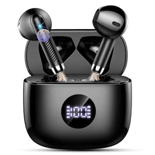 Jxrev Wireless Earbuds, Bluetooth Headphones 5.4 HiFi Stereo, in Ear Earphones with ENC Noise Cancelling Mics, 40H Playtime Ear Buds with Mini Case, IP7 Waterproof Headset with LED Display