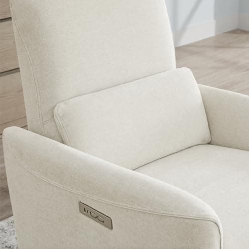 CHITA Power Recliner Chair Swivel Glider, FSC Certified Upholstered Living Room Nursery Reclining Sofa Chair with Lumbar Support, Linen 8