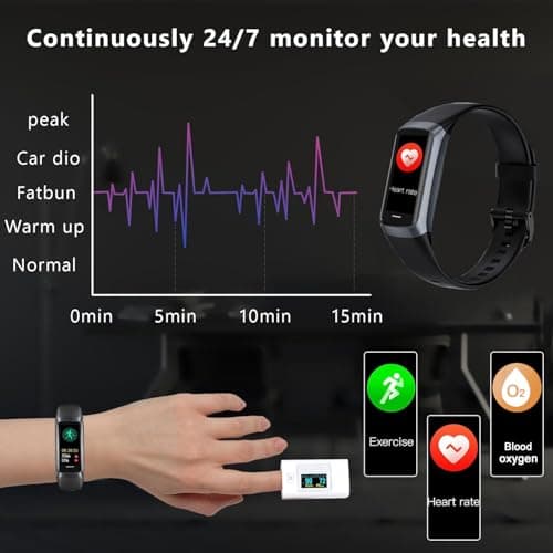 Fitness Tracker with Heart Rate/Blood Oxygen/Sleep Monitor, 20+ Sports Modes Smart Watches for Women/Men, Activity & Step Tracker Smart Watch for Android/iOS Phones (Dark Black) 7