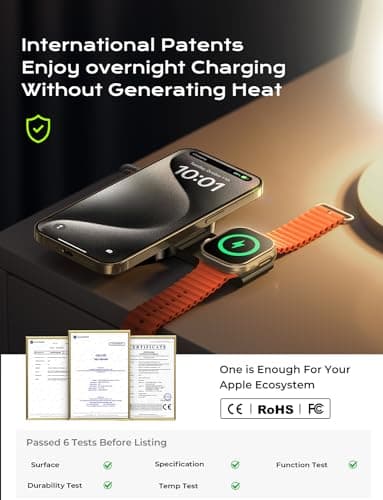 LISEN for MagSafe Charger Stand for iPhone Magnetic Apple Watch Airpods Charging, Airplane Gadgets Magsafe Kickstand for iPhone Wireless Charger Gifts for Women Men Travel Essentials 8