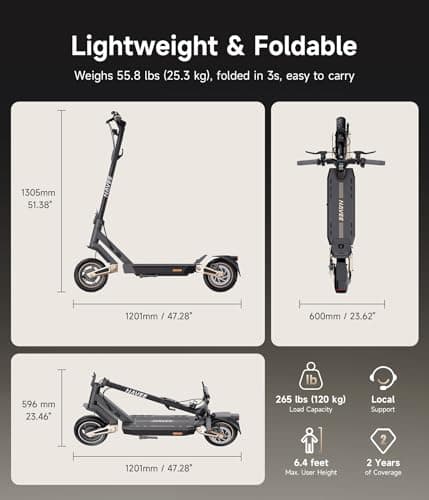 NAVEE ST3 Pro Electric Scooter, e-Scooter-for-Adults, Fast 25 20 Mph, 1000W 500W Motor with Suspension, Long Range 47 40 30 Miles, Off Road 10 inch Self-sealing Tires, Foldable Heavy Duty for Commuter 8