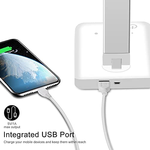 AFROG Multifunctional LED Desk Lamp with USB Charging Port, 5 Lighting Modes,5 Brightness Levels, Sensitive Control, 30/60 min Auto Timer, Eye-Caring Office Lamp，8W，5000K 2