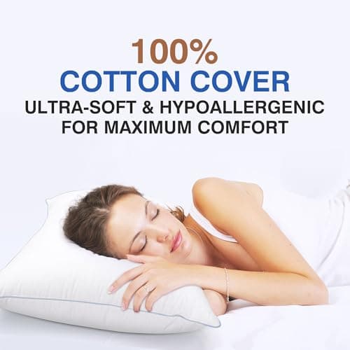 zibroges Goose Feather Pillows Queen Size Pack of 2 - Down Hotel Bed Pillows for Sleeping, Soft 600 Thread Count Cotton Cover, Fluffy Support Surround Fill Polyester for Side, Back, Stomach Sleepers 5