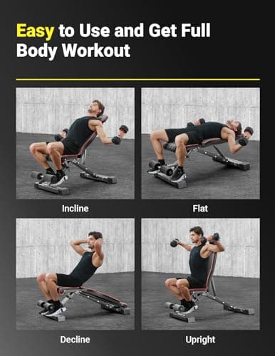 Yoleo Adjustable Weight Bench, 660LB Foldable Workout Bench with Extended Head/Neck Protection/Spine Support for Bench Press, Fast Folding Incline Decline Flat Bench 6