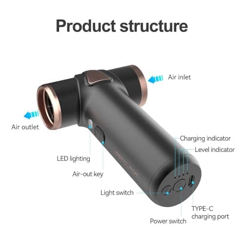 Concare Cordless Hair Dryer No Hot Air, Mini Blow Dryer, Aluminum Air Duster Keyboard Cleaner for Computer Keyboard Electronics Cleaning, Outdoor Hiking, Camping, Air Cushion Inflation 5