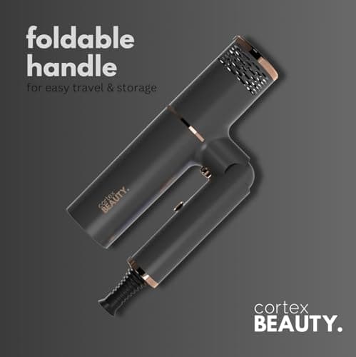 AirFold Foldable Ionic Hair Dryer + Brush Set - Compact, Travel-Friendly 1450W with 2 Speeds, 3 Heat Settings, Cool Shot, Diffuser & Styling Attachments (Gray) 5