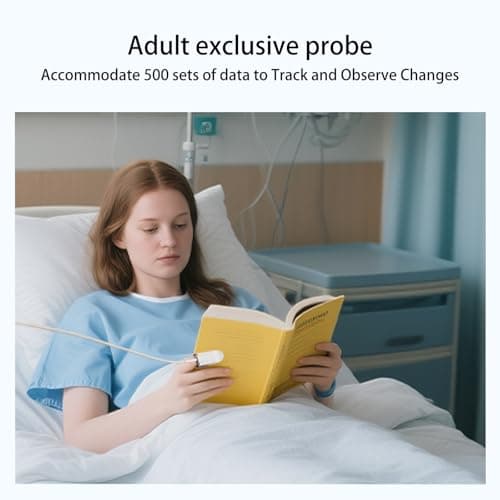 Continuous Pulse Oximeter Fingertip, Medical Grade Accuracy Fast Reading SpO2 Pulse Rate Blood Oxygen Saturation Monitor Handheld 500 Data Storage Overnight Pulse Oximeters with Adjustable Alarm 8