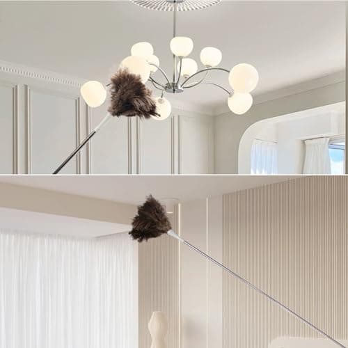 Ostrich Feather Duster Pole 28 to 72 Inch,Extendable Feather Duster Used for Home Cleaning Ceilings Furniture Fans 7