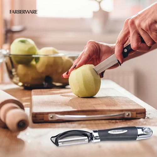 Farberware Pro2 Vegetable Peeler, Euro Peeler with Razor-Sharp Stainless Steel Blade, Swivel Peeler for Potatoes, Fruits, and Vegetables, Built-In Bud Remover, Dishwasher Safe 6