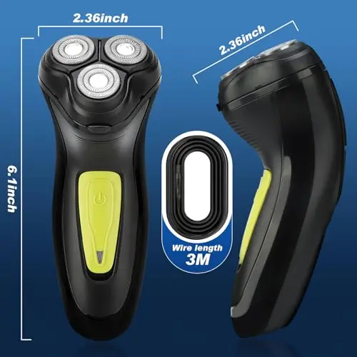 BlueFire Head Shaver for Bald Men, Corded 3D Electric Rotary Shavers with Pop-up Trimmer,Bald Head Close Shaver for Men, Rotary Shaver Electric Dry Shave 9