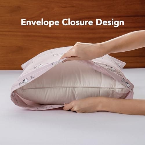 Berkshire Blanket Peanuts® Snoopy Pillowcase Set of 2, 20'' × 40'' Soft Breathable Microfiber Pillow Covers with Envelope Closure Design(King, Snoopy Make A Wish) 5