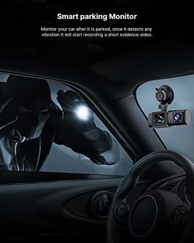 Dual Dash Cam Front and Inside 1080P Dash Camera for Cars IR Night Vision Car Camera for Taxi Accident Lock Parking Monitor 2 Mounting Options 64GB SD Card 7