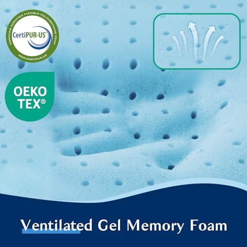 Iwacool Flat Pillow for Stomach and Back Sleepers, Ultra Thin Pillow for Sleeping, Cooling Gel Slim Stomach Sleeping Pillows for Shoulder Neck Pain Relief, Low Profile Memory Foam Pillows 2.75-inches 8