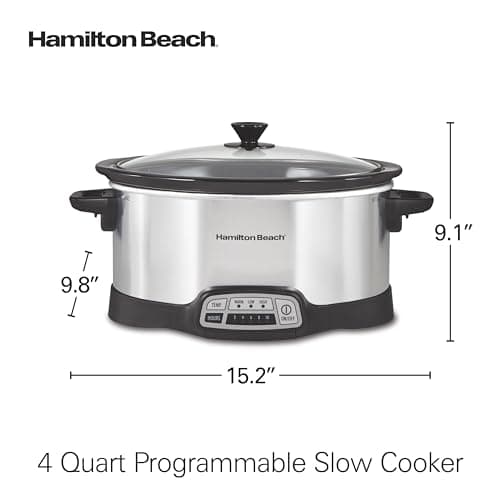 Hamilton Beach 4 Quart Programmable Slow Cooker with Flexible Easy Programming, 5 Cooking Times, Dishwasher-Safe Crock & Lid, Silver (33443) 8