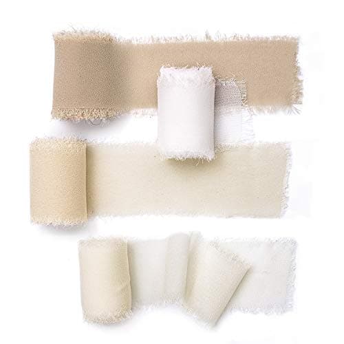 Ling's moment Nude Chiffon Ribbon,1.6Yd Handmade Silk Ribbon,Fabric Ribbon Use for Gift Wrapping Wedding Floral Bouquets Party Decoration,Ribbons for Baby Shower Holiday Decor
