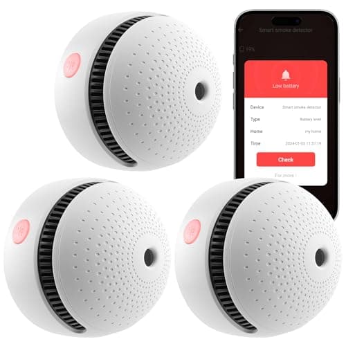 3-Pack Smart Smoke Detector,Wi-Fi Smoke Detector Fire Alarm with Smart Life App Notifications,10-Year Replaceable Battery,Mini Size for Home, RV