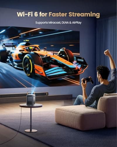 Smart Mini Projector with WiFi and Bluetooth【Compatible with Netflix/Portable/4K Supported】Dolby Audio,Auto Keystone & Electric Focus Outdoor Movie Projectors,WiMiUS Native 1080P HD Proyector 9