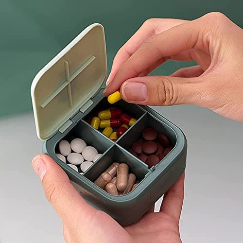 Small Pill Case, Cute Pill Box - Acedada Travel Daily Pill Organizer, Portable Pretty Pill Container for Purse Pocket, Compact Medicine Holder for Vitamins, Fish Oils, Supplements, Green 5