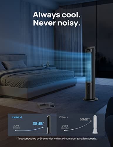 DREO Portable Air Conditioners Fan, 40” Standing Fans that Blow Cold Air, Portable AC，80° Oscillating Evaporative Air Cooler，Removable Water Tank, Ice Packs, Remote Control, 4 Speeds, 7H Timer, Black 6