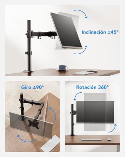 HUANUO Single Monitor Mount, Monitor Arm for 13”-32” Monitors up to 17.6 lbs, Adjustable Stand with 16” Max Height, Desk Mount with C-Clamp and Grommet Base, VESA 75x75mm or 100x100mm 5
