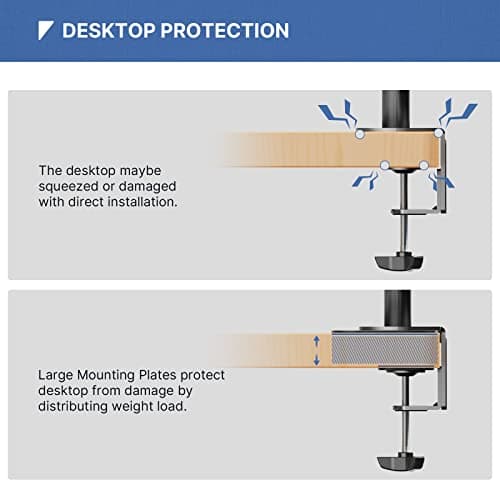 IMtKotW Monitor Mount Reinforcement Plate for Thin, Glass and Other Fragile Tabletop, Steel Bracket Plate Compatible with Most Monitor Stand C-Clamp Installation,Black 7
