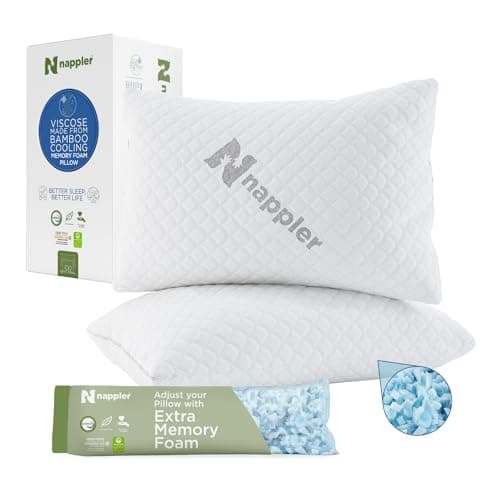 Nappler Cooling Pillow for hot Sleepers - Bed Pillows King Size Premium Set of 2 - Supportive Breathable Adjustable Shredded Memory Foam - Medium to Firm Pillows for Back, Stomach & Side Sleepers 9