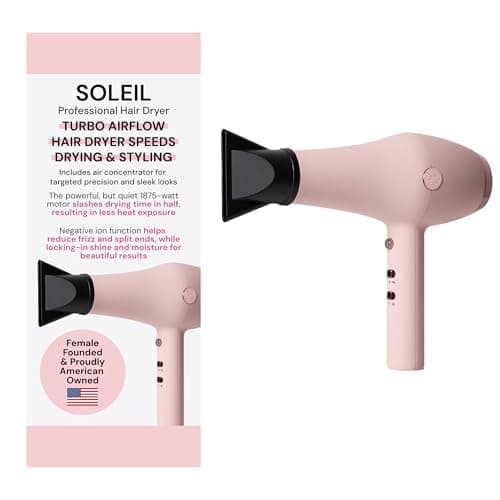 L'ANGE HAIR Soleil Professional Hair Dryer | 3 Heat Settings & 2 Airflow Settings | Cool Shot Locks-in Style | Professional Length Cord | Best Lightweight Hair for Smooth Blowouts (Blush)