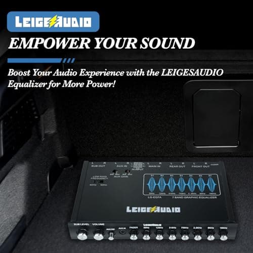LEIGESAUDIO LG-EQ7A 7-Band Car Audio Graphic Equalizer with Front 3.5mm Aux Input, High Voltage RCA Outputs and High Level Speaker Inputs 8