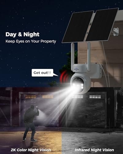 Hiseeu No WiFi Security Camera, [24/7 Recording] 4G Cellular Security Cameras Wireless Outdoor, 20W Solar Cameras 360°PTZ, 2K Night Vision, 2-Way Talk, 20000mAh Battery, 64G SD & SIM Card 8