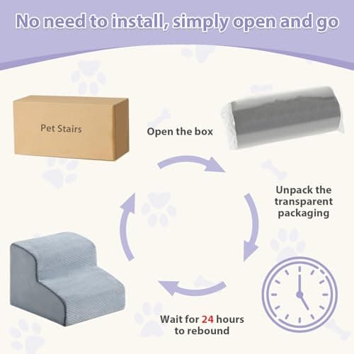 LEXTRO Dog Stairs for Small Dogs, 2-Steps Dog Ramp for Couch, Pet Stairs with Highly Supportive Foam and Non-Slip Bottom, Pet Steps for Cat & Doggie (High 11.8 Inch) 6