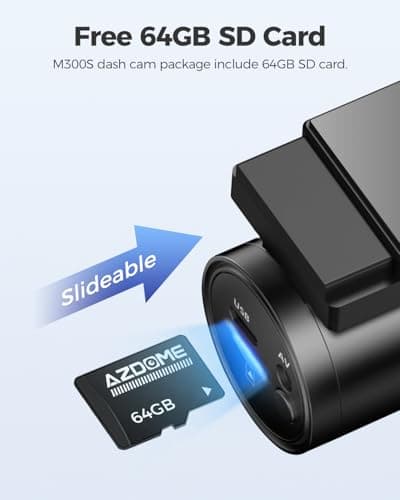 AZDOME M300S 4K Dash Cam with 5.8G WiFi 64GB SD Card, 170° Dash Cam Front and Rear GPS Voice Control WDR Night Vision G-Sensor 24H Parking Monitor, Easy to Install, Max Up Support to 256GB 5