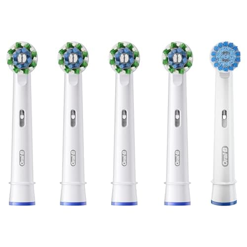 Oral-B CrossAction Electric Toothbrush Replacement Brush Heads, Black, 4 Count + 1 Sensitive White 8