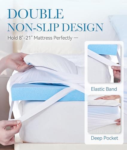 BDEUS Waterproof Dual Layer 4 Inch Memory Foam Mattress Topper Twin Size, 2 Inch Gel Memory Foam Plus 2 Inch Down Alternative Quilted Pillow Top Mattress Pad Cover for Kids, Pets 5
