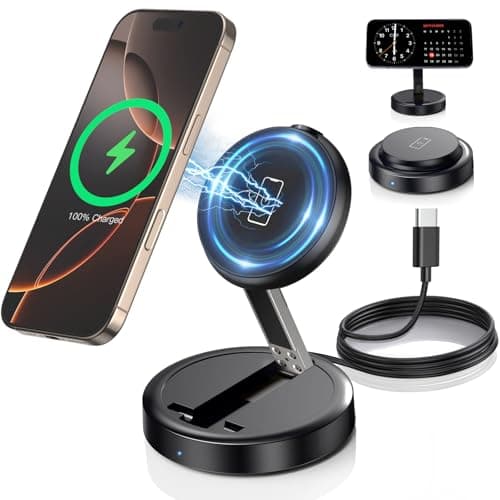 Magnetic Wireless Charger 15W Fast Mag Safe Charger Pad for iPhone 16 Pro Max/16 Pro/16 Plus/16/15/14/13/12 Series Foldable Charging Station Apple Mag-Safe Charger for AirPods 3/2/Pro 2/Pro
