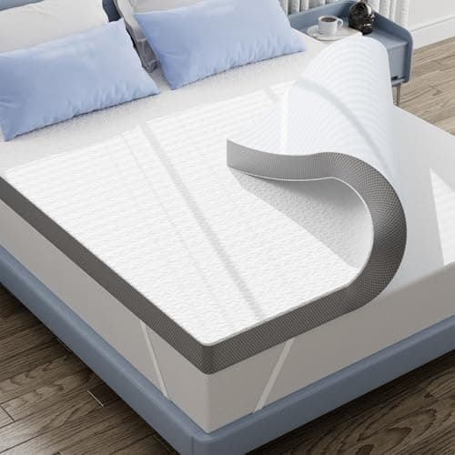 3 Inch Cooling Mattress Topper King, Ice Silk with Gel-Infused 40D Memory Foam Bed Topper Pad with Removable Soft Cover, Pressure Relief & Non-Slip