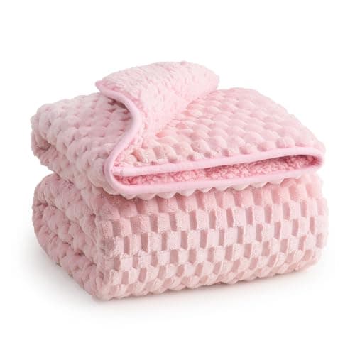 Super Soft Luxury Fleece Sherpa Weighted Blanket for Teens, 7lbs Small Weighted Lap Blanket for Adult, Turtle Shell Cozy Warm Throw for Winter, Compact Heavy Blanket for Sleep & Travel, Pink, 41"x60"