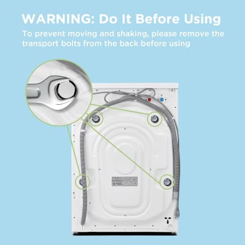 COMFEE’ 24" Washer and Dryer Combo 2.7 cu.ft 26lbs Washing Machine Steam Care, Overnight Dry, No Shaking Front Load Full-Automatic Machine, Dorm White 5