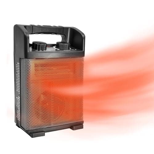 HICFM 1500W Electric Utility Space Heater BTU 5120 with Thermostat Control, 2 Power Setting, Fan Only Option, Built-in Carrying Handle, Tip-Over Switch, Cool Touch, UL Safety