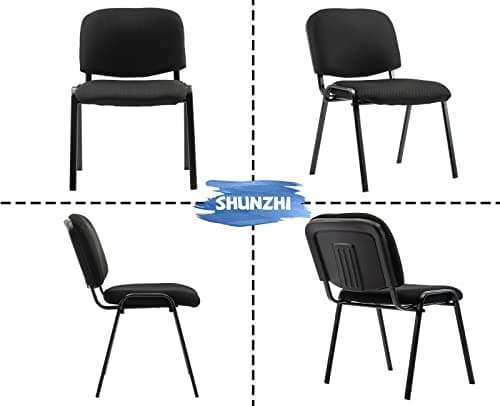 Shunzhi Stackable Waiting Room Chairs Set of 10, Black Mesh Conference Lobby Chairs No Wheel, Padded Stationary Office Reception Guest Chair for Breakroom/Clinic/Church/School/Meeting/Desk 8