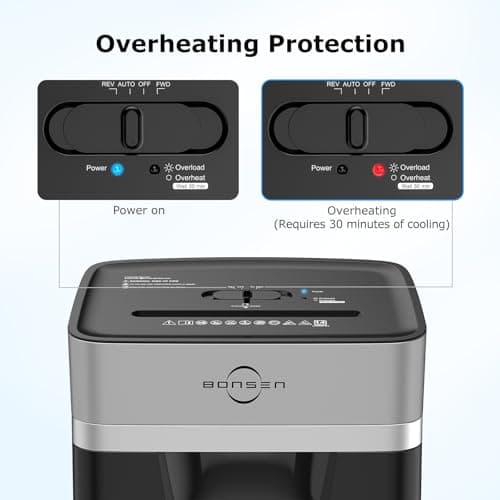 BONSEN 14-Sheet Paper Shredder for Home Office, Heavy Duty Cross Cut Shredder with 5.3 Gal Pullout Bin, Quiet Shredder for CDs/Credit Card/Staple, P-4 Security, Anti-Jam System 6