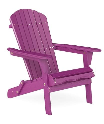 SoliWood Outdoor Wooden Folding Adirondack Chair with Pre-Assembled BackRest & SeatBoard, Accent Furniture for Patio Backyard Garden Porch Deck Pool Firepit