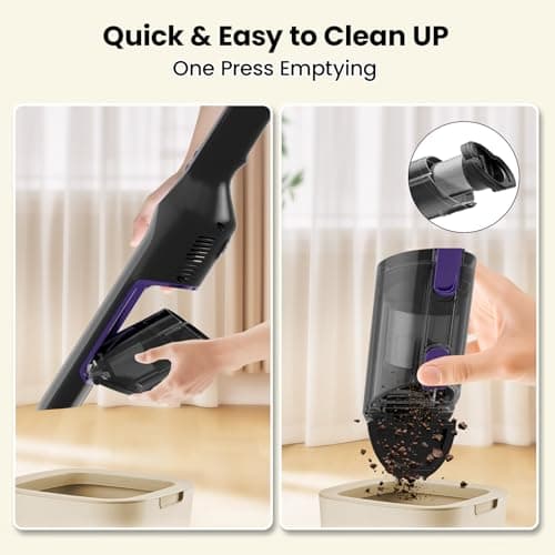 Sweepcent Handheld Vacuum Cordless, 24Kpa Car Vacuum with Brushless Motor, Charging Dock, Rechargeable, 1.5lbs Portable Handheld Vacuum with 2-Speed for Home/Car/Pet(Purple) 5