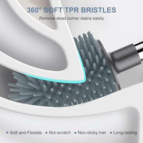 SetSail Silicone Toilet Bowl Brush and Holder Automatic Toilet Brushes for Bathroom with Holder Ventilated Toilet Cleaner Brush for Toilet Scrubber Cleaning - Grey 6