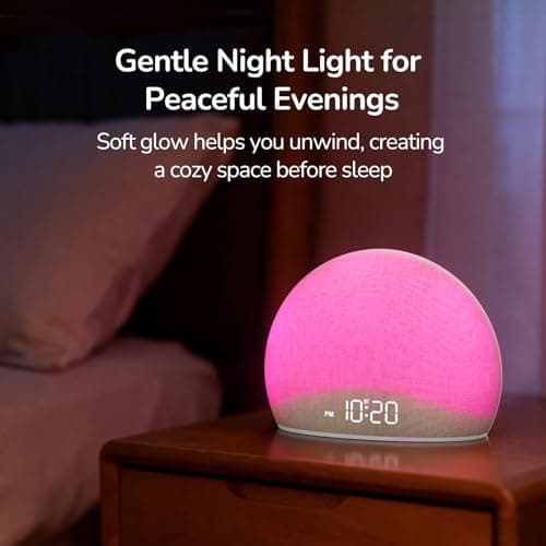 HOUSBAY Sunrise Alarm Clock Radio for Bedroom – Wake Up Naturally with Gentle Light & Nature Sounds, Relax with Bluetooth Speaker & Night Light 5