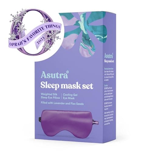ASUTRA Silk Eye Pillow for Sleep, Purple - Filled w/Lavender Buds & Flax Seeds, Weighted Eye Mask, Meditation & Light Blocking Blindfold, Cooling Gel Mask Included 8