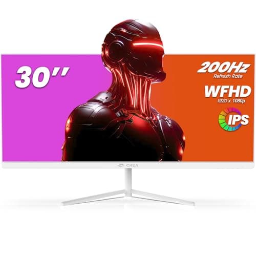 CRUA 30 Inch Gaming Monitor, 200Hz White Computer Monitor, 21:9 WFHD (2560 * 1080P) 120% sRGB IPS Panel Ultra-Wide Monitor Supports FreeSync, Wall Mount,Tilt Adjustable(HDMI2.0, DP1.4)