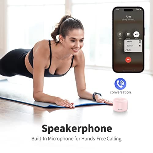 Bobtot Portable Bluetooth Speakers with Strap Easy to Carry, Wireless IPX5 Waterproof Mini Speaker with Loud Stereo Sound, 20 Hours Playtime, Rechargeable Battery, Built-in Microphone, Pink 6