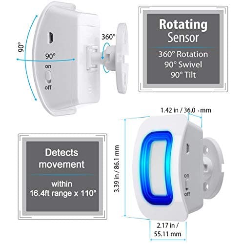 EverNary Wireless Caregiver Pager Motion Sensor Alarm Indoor Room Bed Alarms and Fall Prevention for Home/Elderly/Dementia and Kids (1 Plug-in Receiver and 1 Motion Sensor) 6