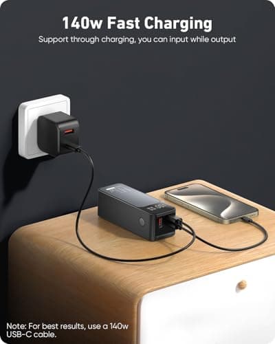 Jescuok Laptop Power Bank, 140W 27000mAh (99.9Wh) Portable Laptop Charger, PD 3.1 USB C in&Out Fast Charger External Battery Pack for iPhone 17 16 15 Pro Samsung MacBook Dell XPS iPad Steam Deck etc 8